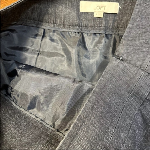 Ann Taylor Loft Size 4 Pencil Skirt Dark Blue Denim-Like Knee Length Pockets - Picture 6 of 13